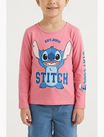 T-shirt lilo & stitch rosa menina | licença oficial