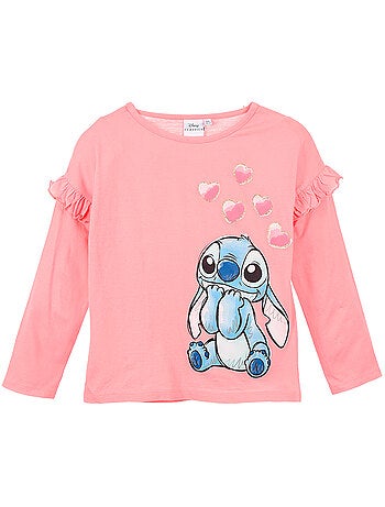 T-shirt lilo & stitch rosa menina | licença oficial