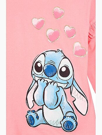 T-shirt lilo & stitch rosa menina | licença oficial