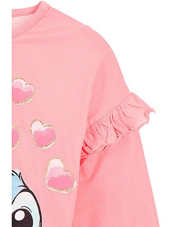 T-shirt lilo & stitch rosa menina | licença oficial