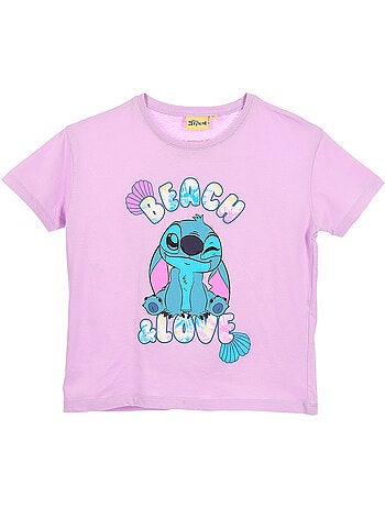 T-shirt lilo & stitch roxo menina | licença oficial
