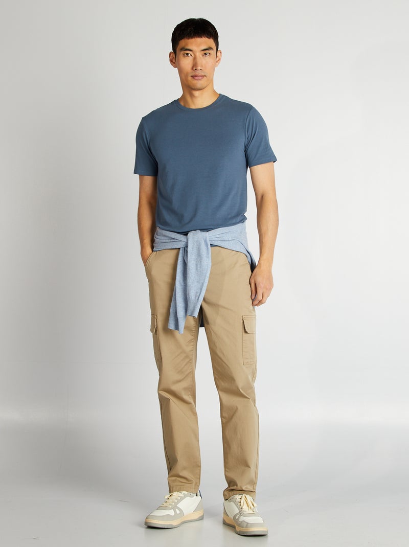 T-shirt lisa  - Slim fit  - AZUL - Kiabi