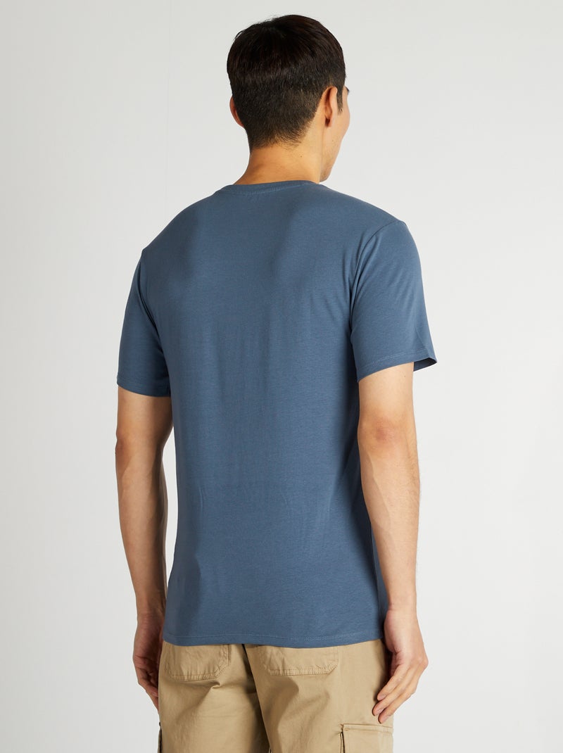 T-shirt lisa  - Slim fit  - AZUL - Kiabi