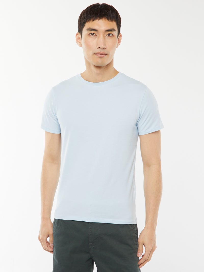 T-shirt lisa  - Slim fit  - Azul - Kiabi