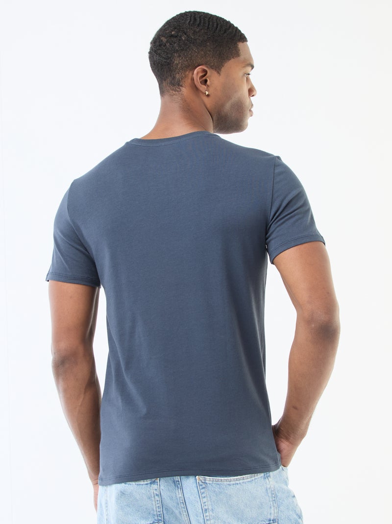 T-shirt lisa  - Slim fit  - Azul - Kiabi