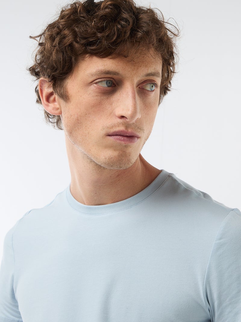 T-shirt lisa  - Slim fit  - Azul - Kiabi