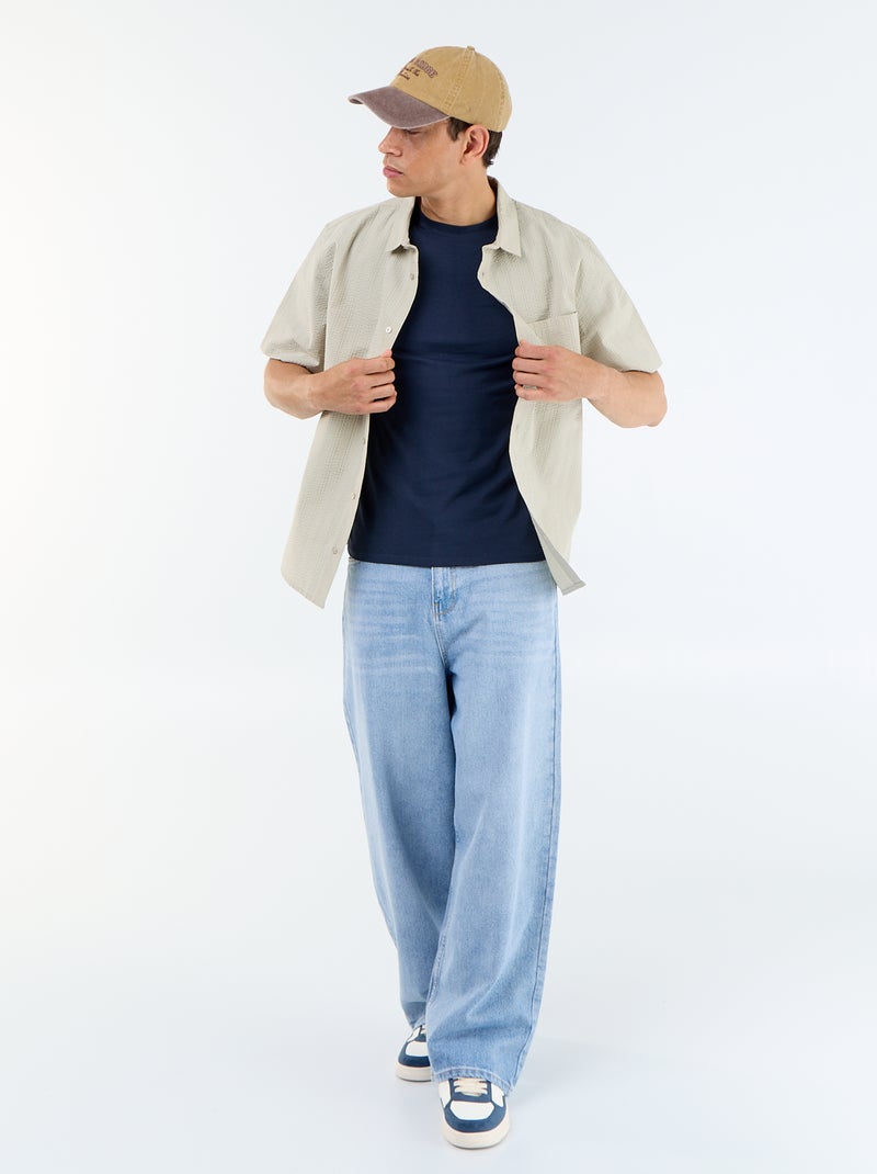 T-shirt lisa  - Slim fit  - Azul - Kiabi