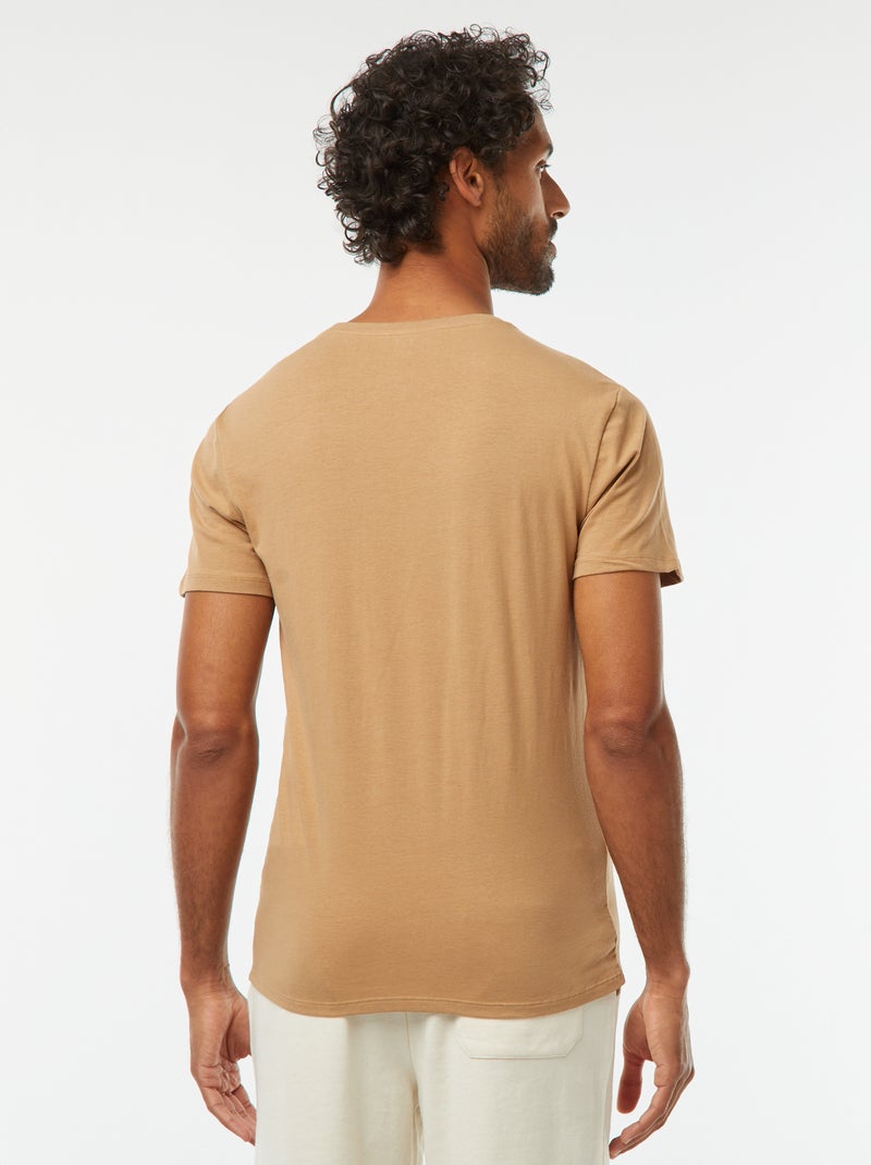 T-shirt lisa  - Slim fit  - Bege - Kiabi