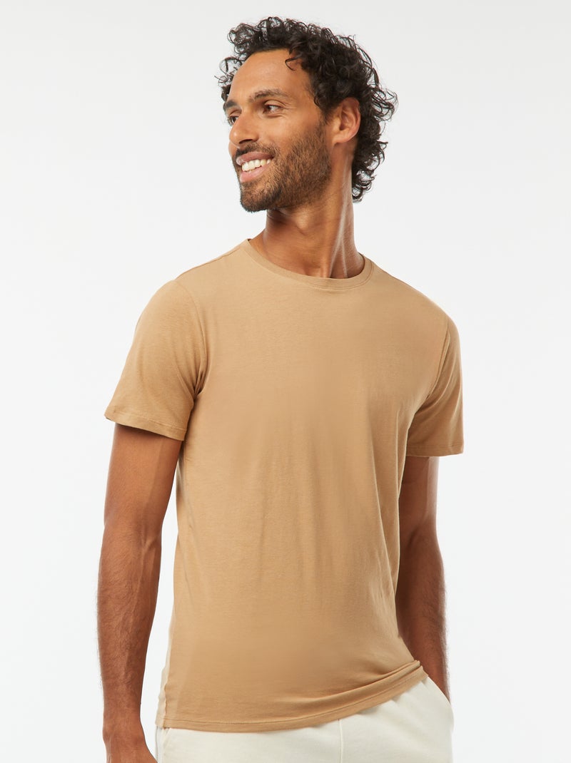 T-shirt lisa  - Slim fit  - Bege - Kiabi