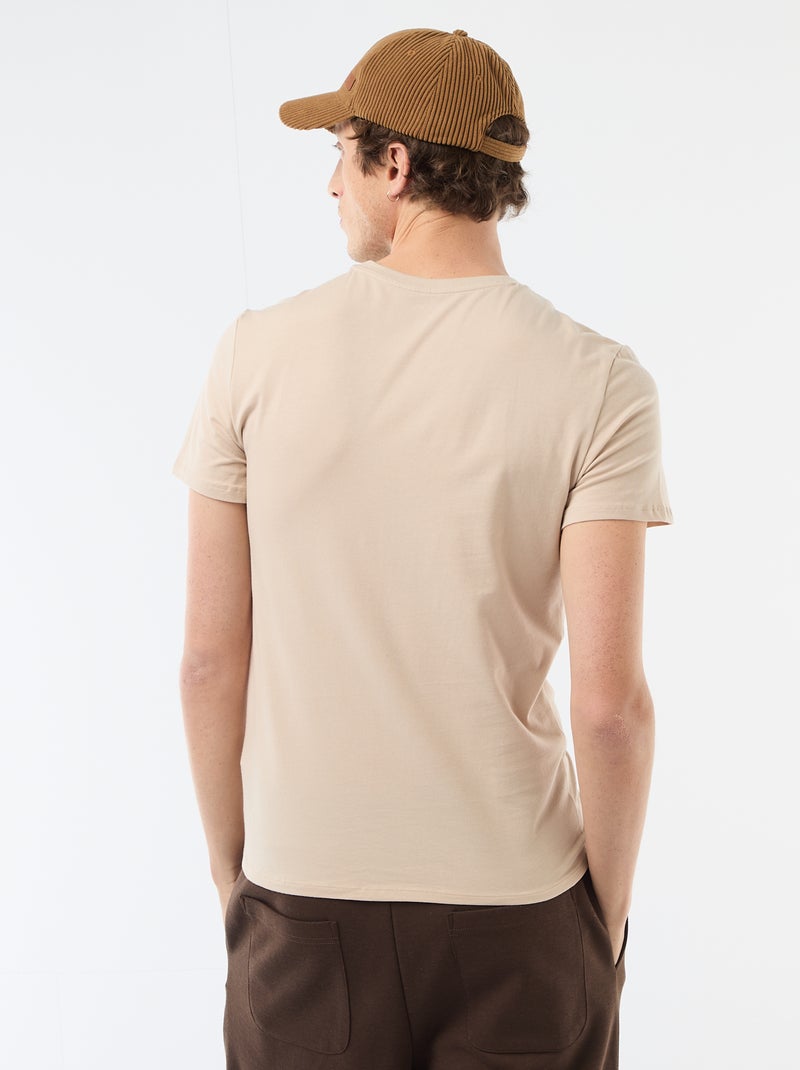 T-shirt lisa  - Slim fit  - Bege - Kiabi