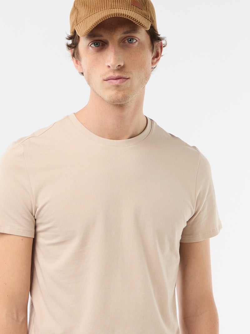 T-shirt lisa  - Slim fit  - Bege - Kiabi