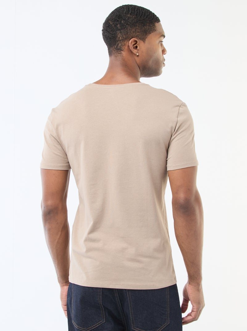 T-shirt lisa  - Slim fit  - Bege - Kiabi