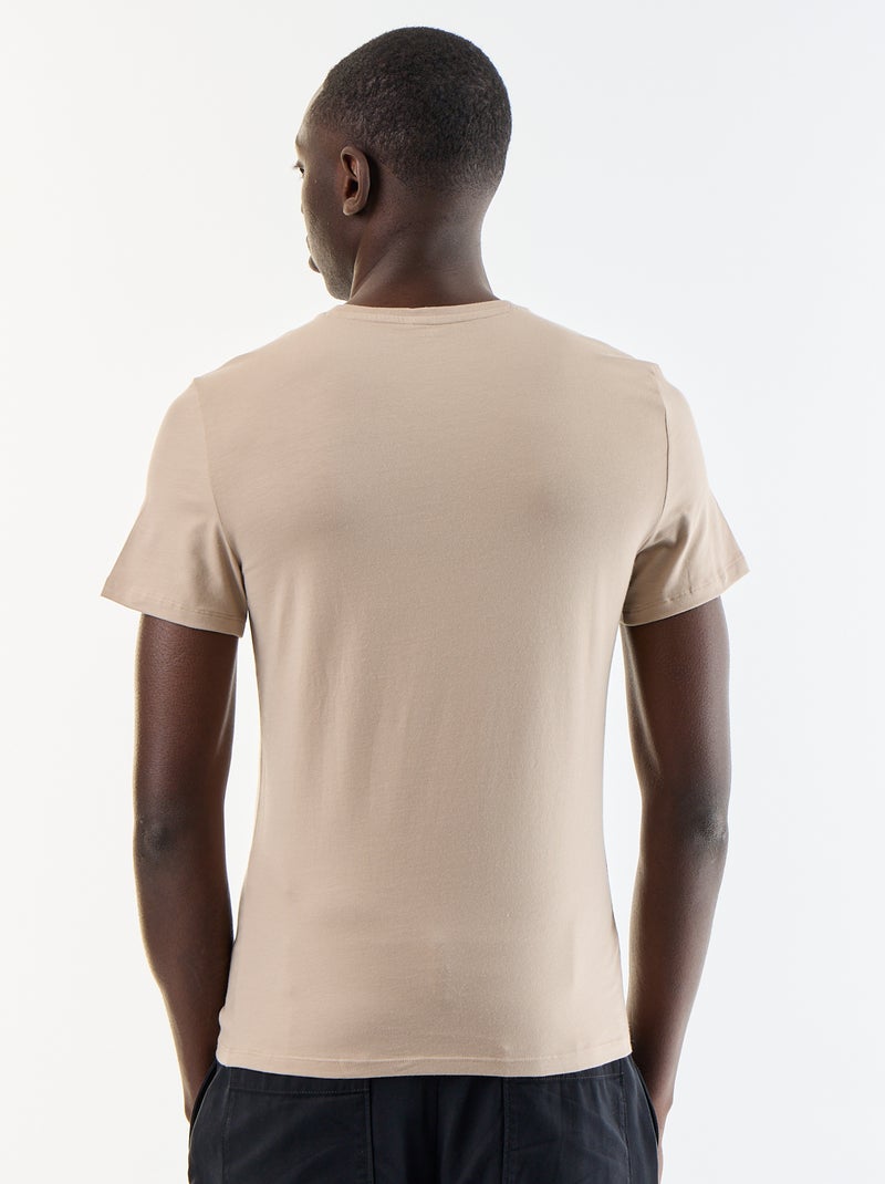 T-shirt lisa  - Slim fit  - Bege - Kiabi