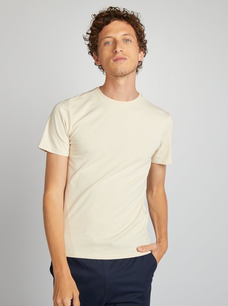 T-shirt lisa  - Slim fit  - BRANCO - Kiabi