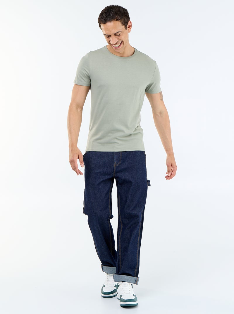 T-shirt lisa  - Slim fit  - Caqui - Kiabi