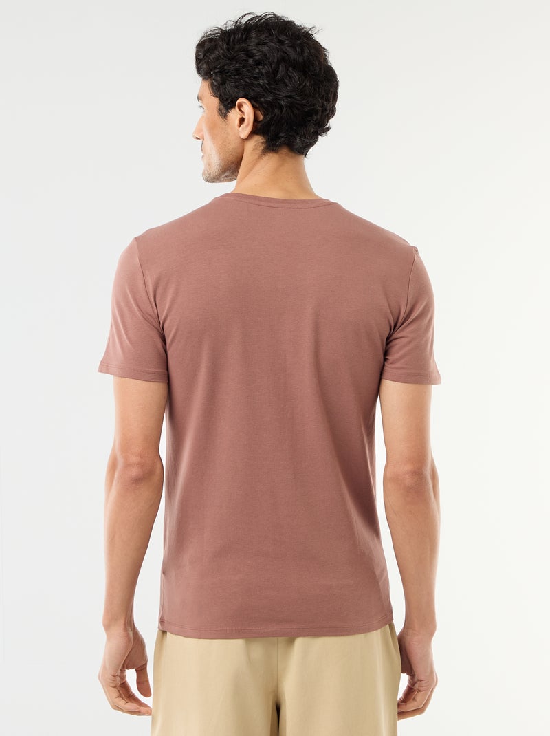 T-shirt lisa  - Slim fit  - Castanho - Kiabi