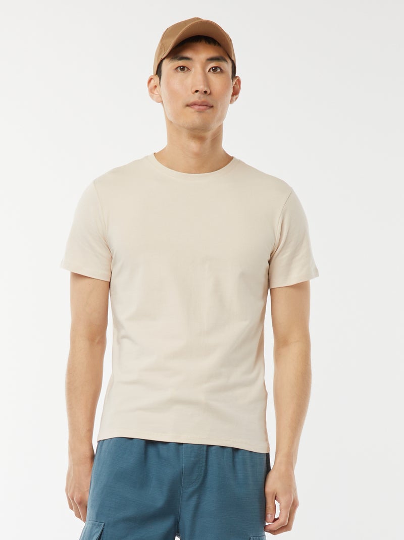 T-shirt lisa  - Slim fit  - Cinza - Kiabi