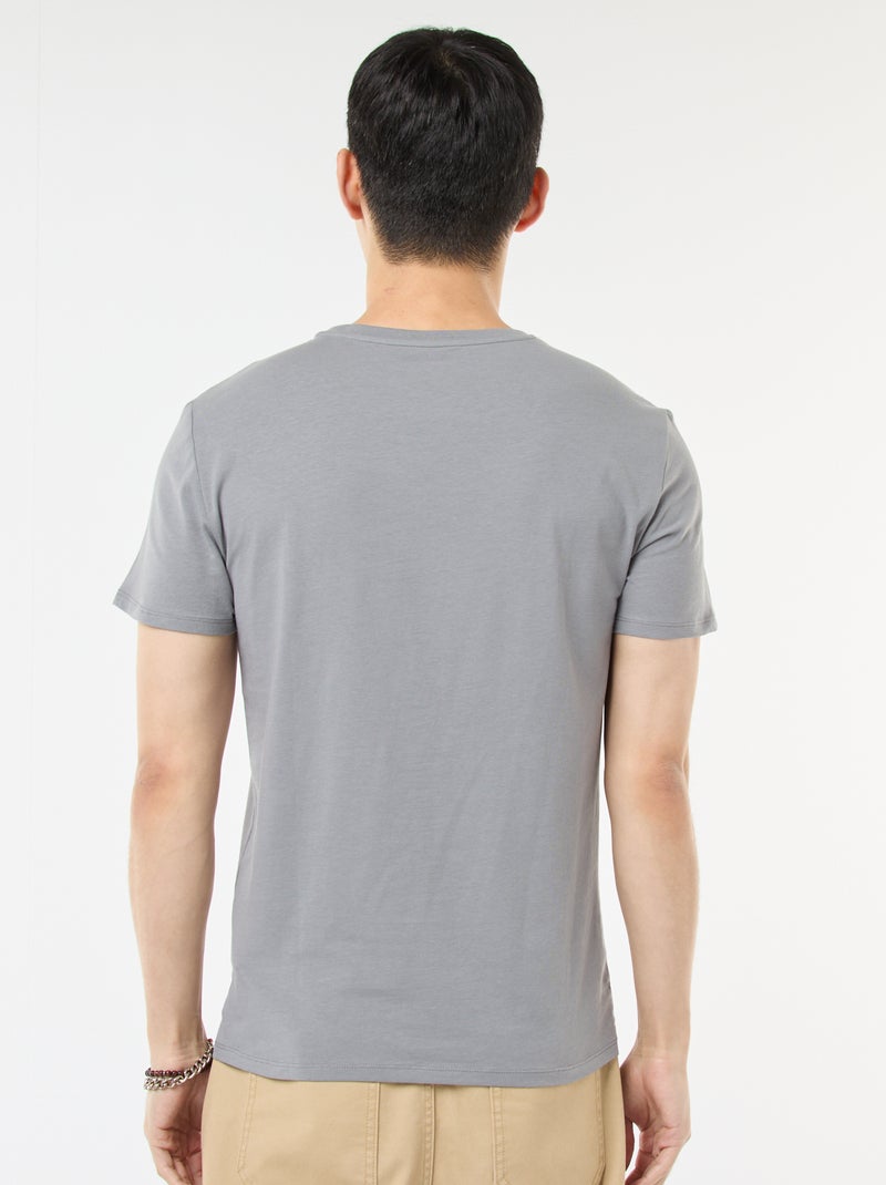 T-shirt lisa  - Slim fit  - Cinza - Kiabi