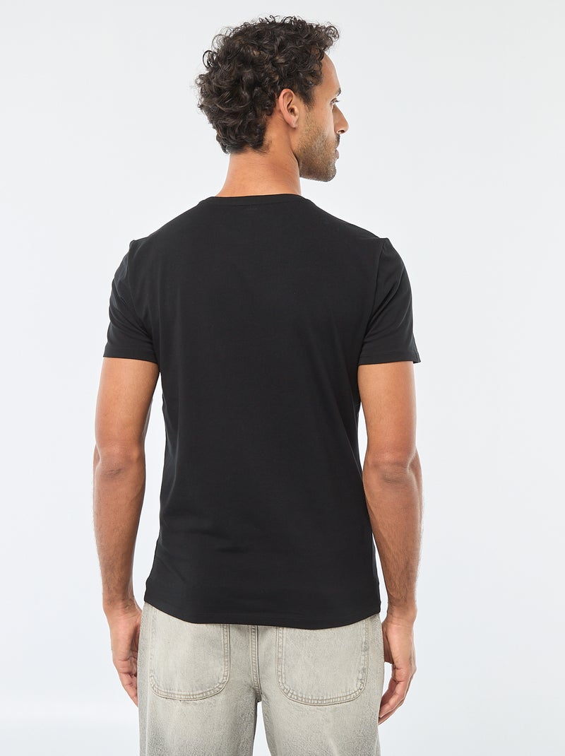 T-shirt lisa  - Slim fit  - Preto - Kiabi