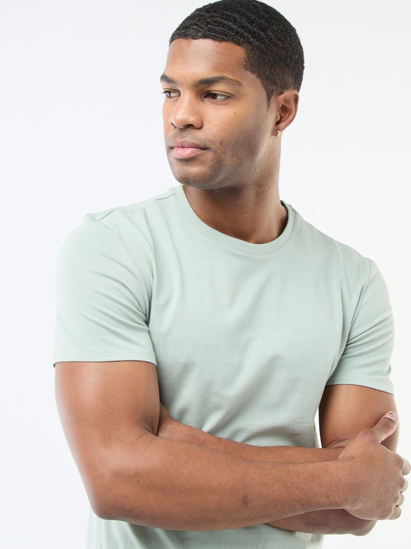 T-shirt lisa  - Slim fit  - Verde - Kiabi