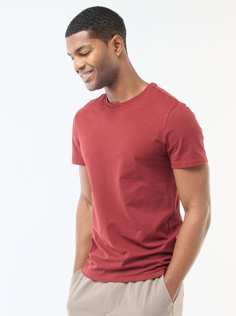 T-shirt lisa  - Slim fit  - Vermelho - Kiabi