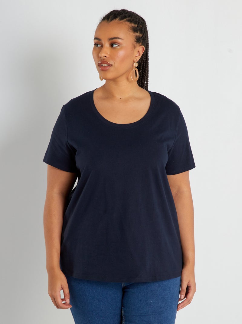 T-shirt lisa Azul Marinho - Kiabi