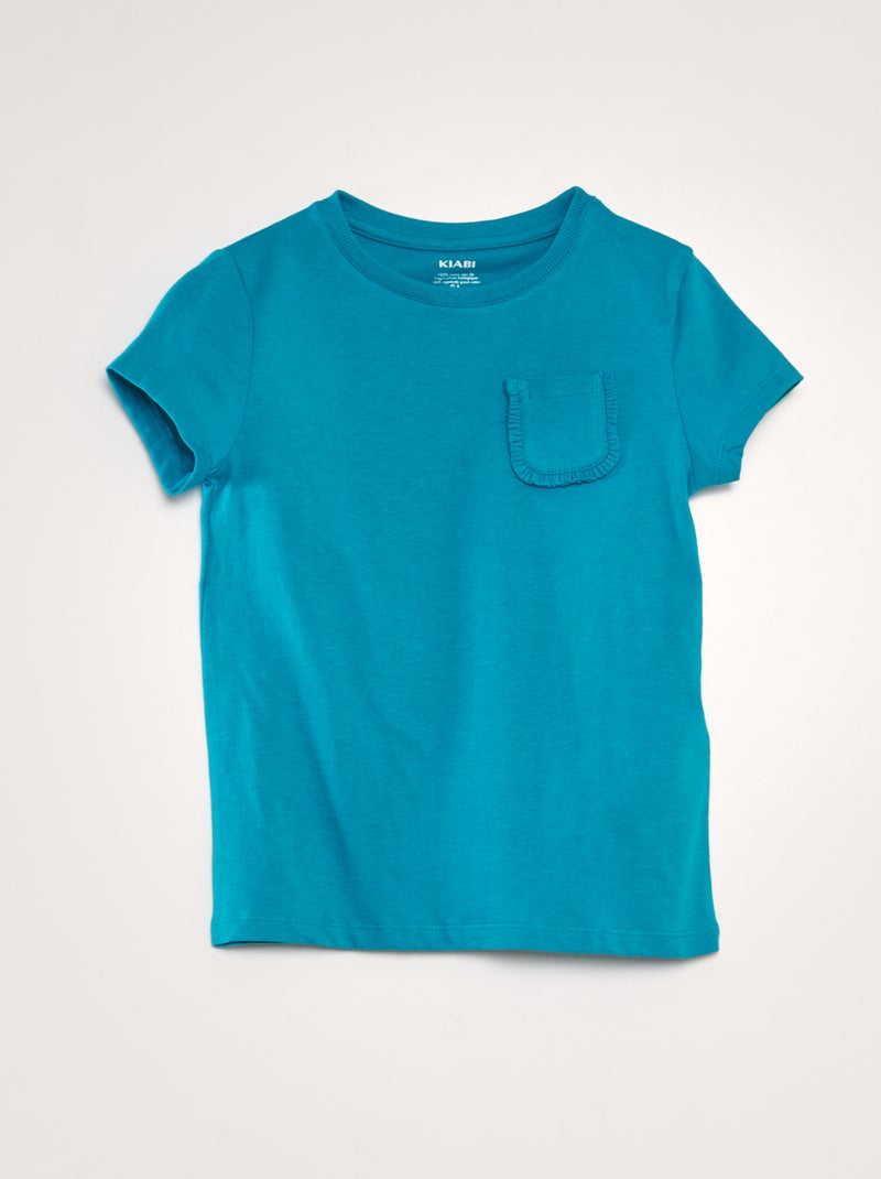 T-shirt lisa com bolso AZUL - Kiabi