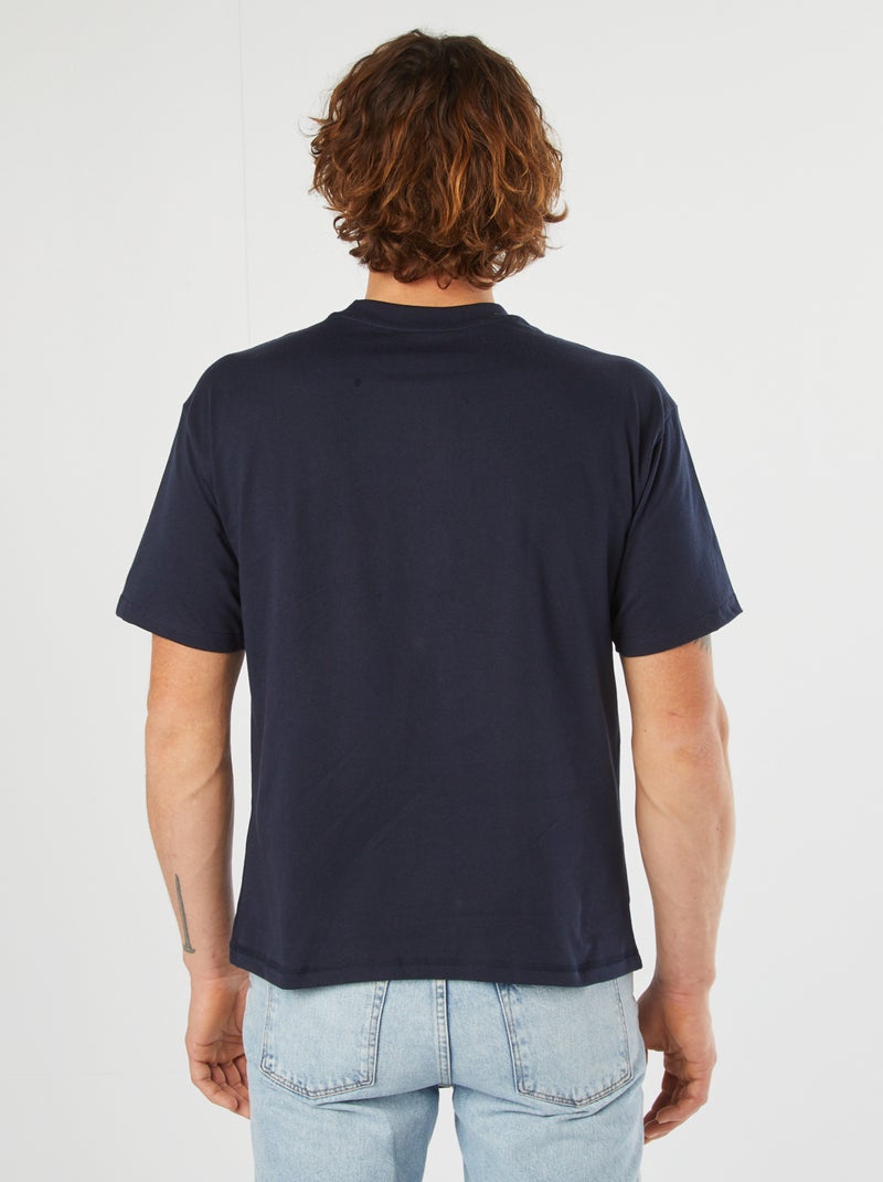 T-shirt lisa com bolso frontal AZUL - Kiabi