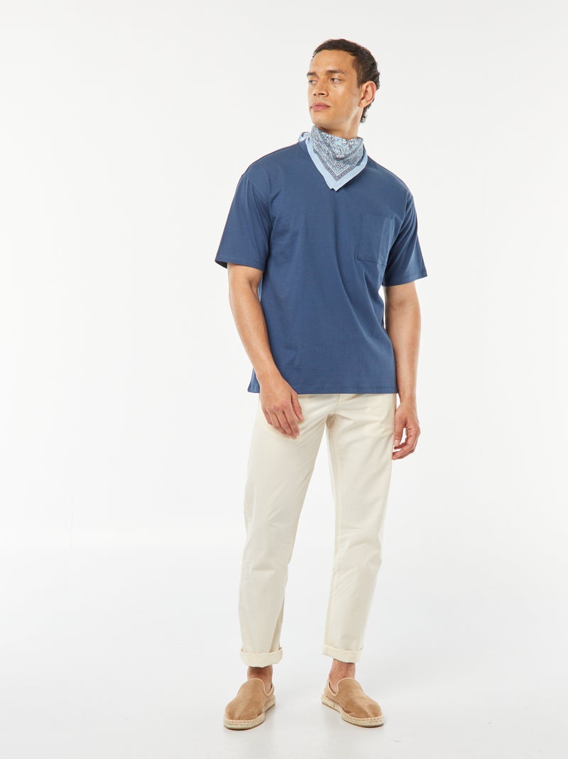 T-shirt lisa com bolso frontal AZUL - Kiabi