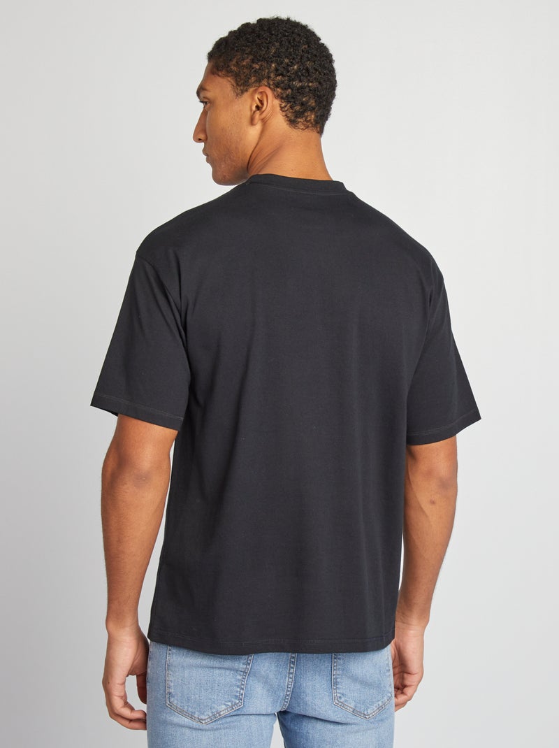 T-shirt lisa com bolso frontal Preto - Kiabi