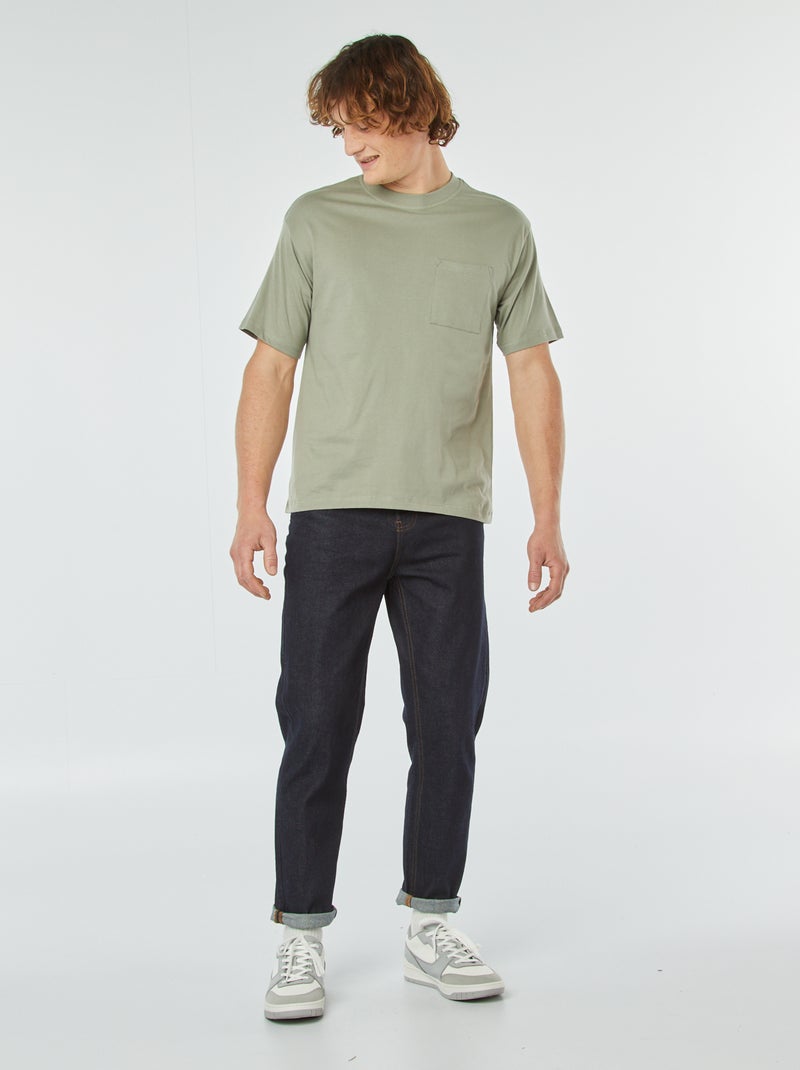T-shirt lisa com bolso frontal VERDE - Kiabi