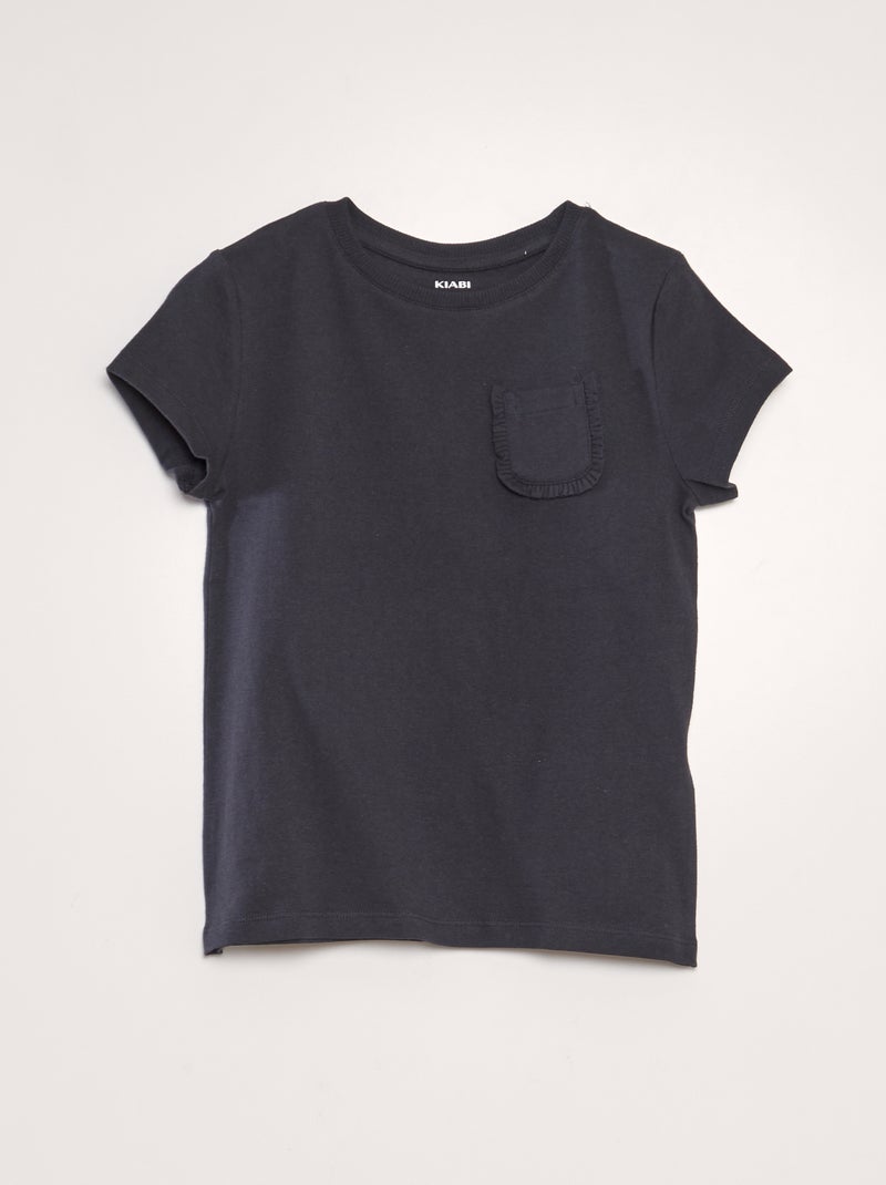 T-shirt lisa com bolso PRETO - Kiabi