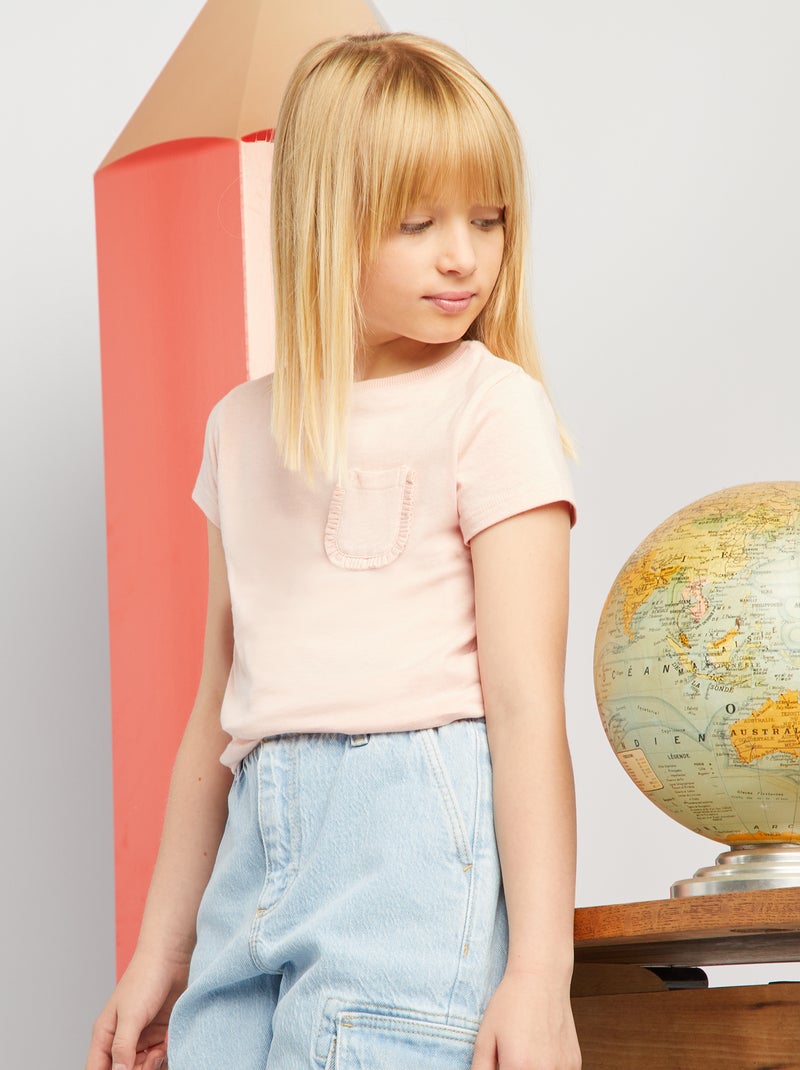 T-shirt lisa com bolso ROSA - Kiabi
