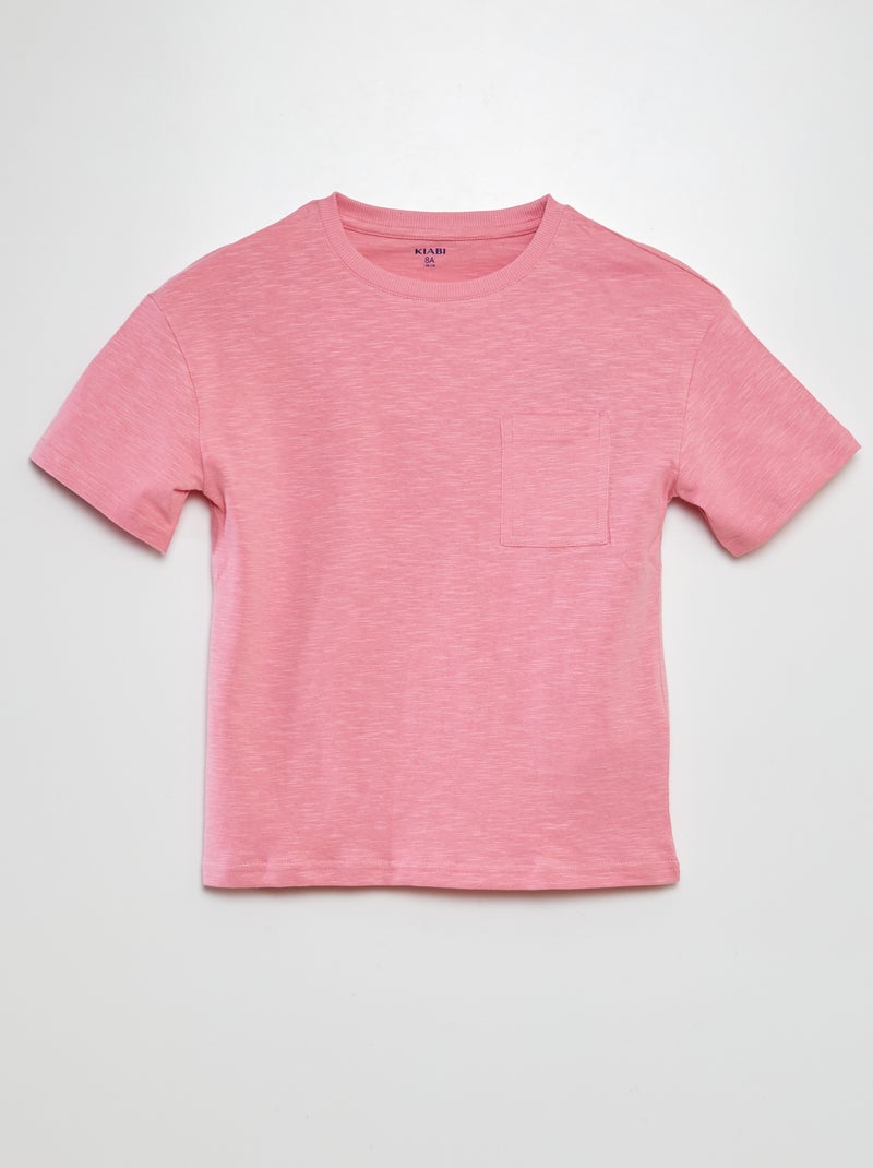 T-shirt lisa com bolso ROSA - Kiabi