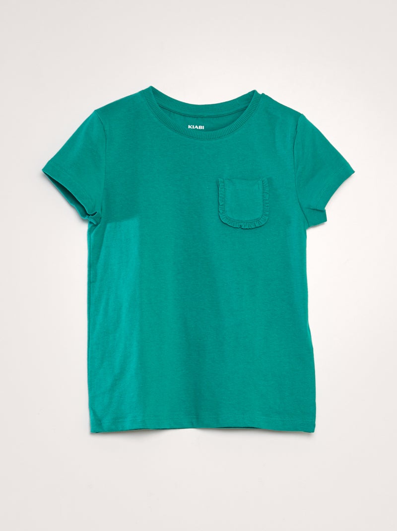 T-shirt lisa com bolso VERDE - Kiabi