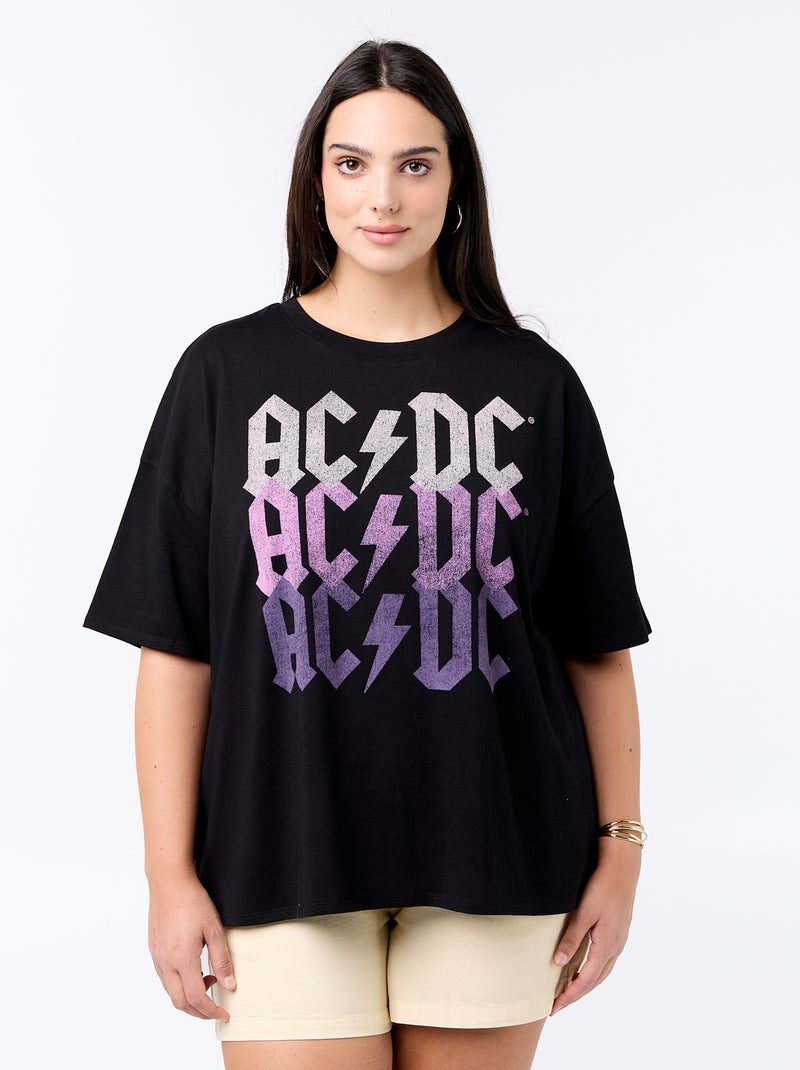 T-shirt lisa com bordado e macramé nas mangas Preto - Kiabi