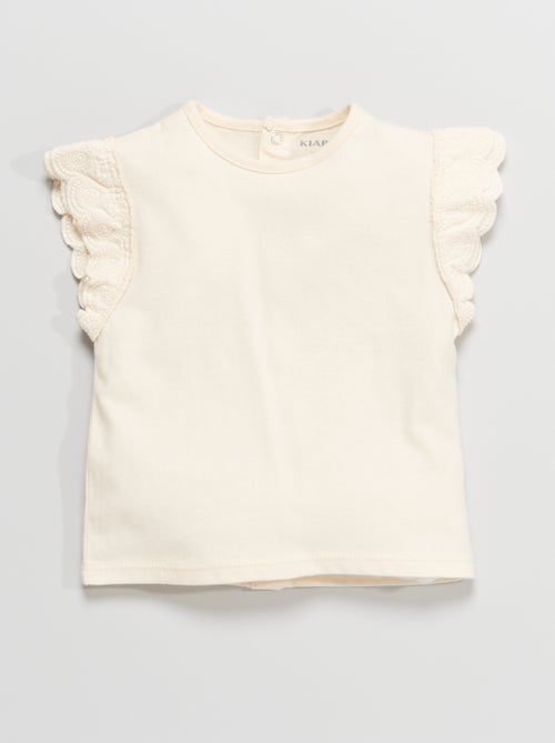 T-shirt lisa com bordado fantasia - Kiabi