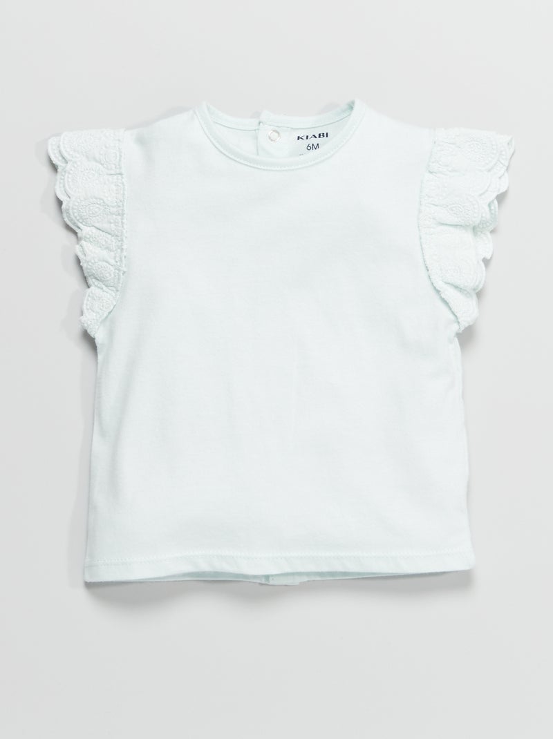 T-shirt lisa com bordado fantasia VERDE - Kiabi