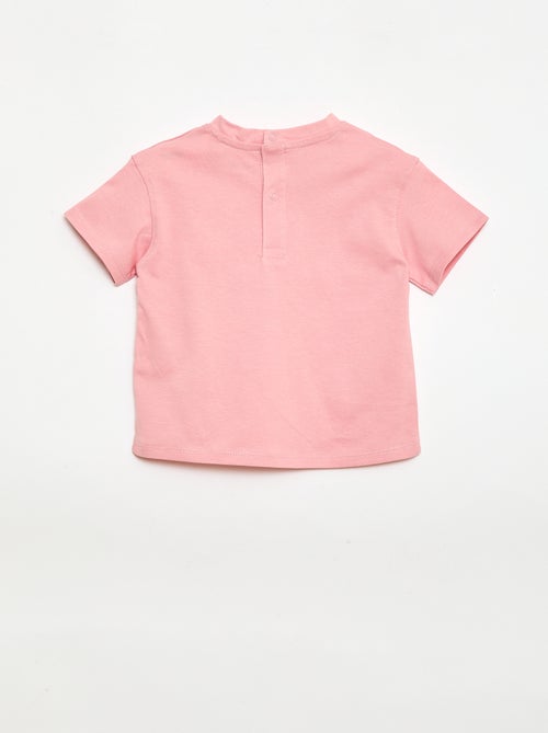 T-shirt lisa com flores fantasia na gola - Kiabi