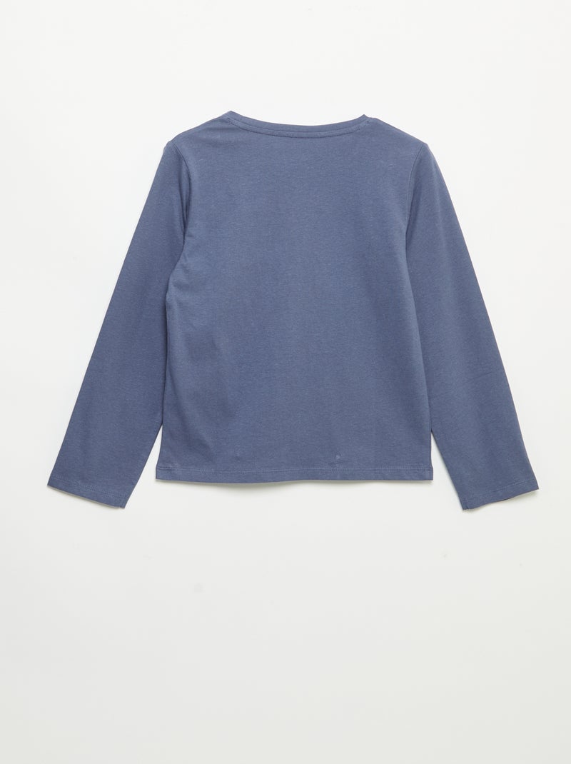 T-shirt lisa com franzidos nos ombros Azul - Kiabi