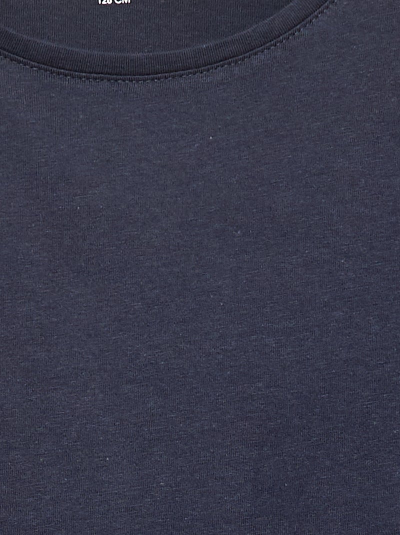 T-shirt lisa com franzidos nos ombros AZUL - Kiabi