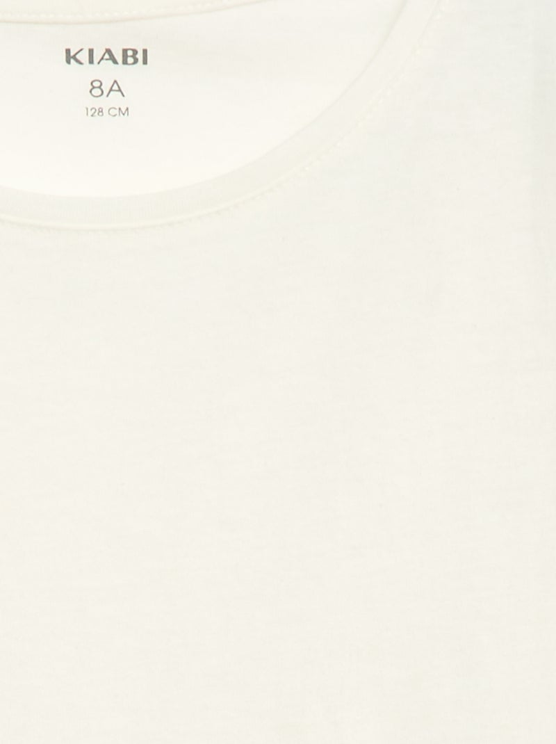 T-shirt lisa com franzidos nos ombros Branco - Kiabi