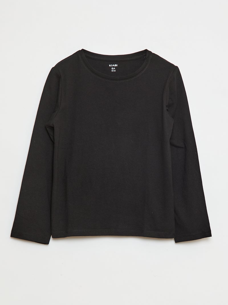 T-shirt lisa com franzidos nos ombros Preto - Kiabi