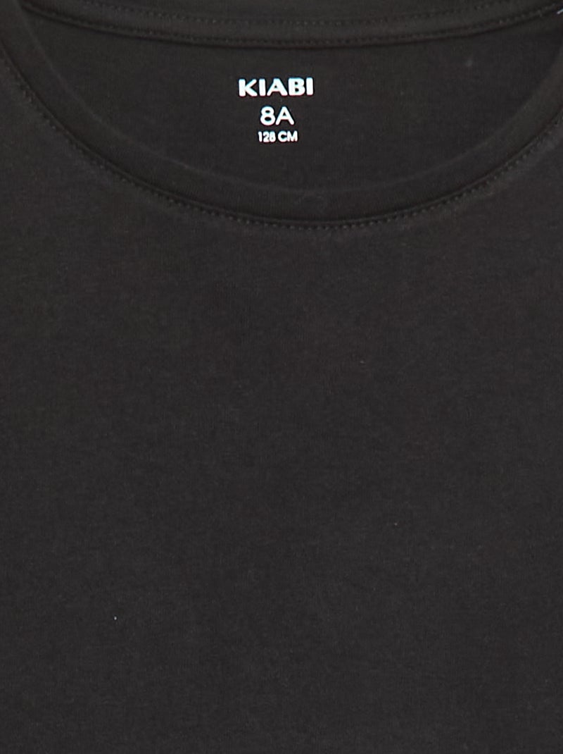 T-shirt lisa com franzidos nos ombros Preto - Kiabi