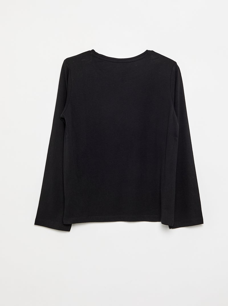 T-shirt lisa com franzidos nos ombros Preto - Kiabi