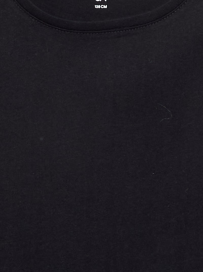T-shirt lisa com franzidos nos ombros Preto - Kiabi
