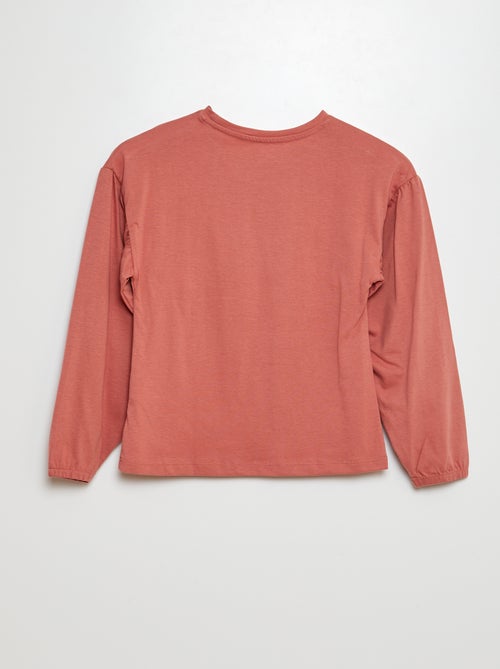 T-shirt lisa com franzidos nos ombros - Kiabi