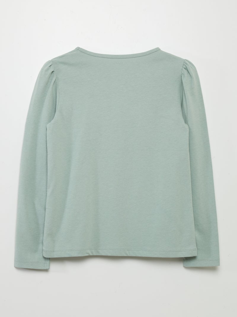 T-shirt lisa com franzidos nos ombros VERDE - Kiabi