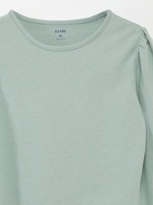 T-shirt lisa com franzidos nos ombros - Kiabi