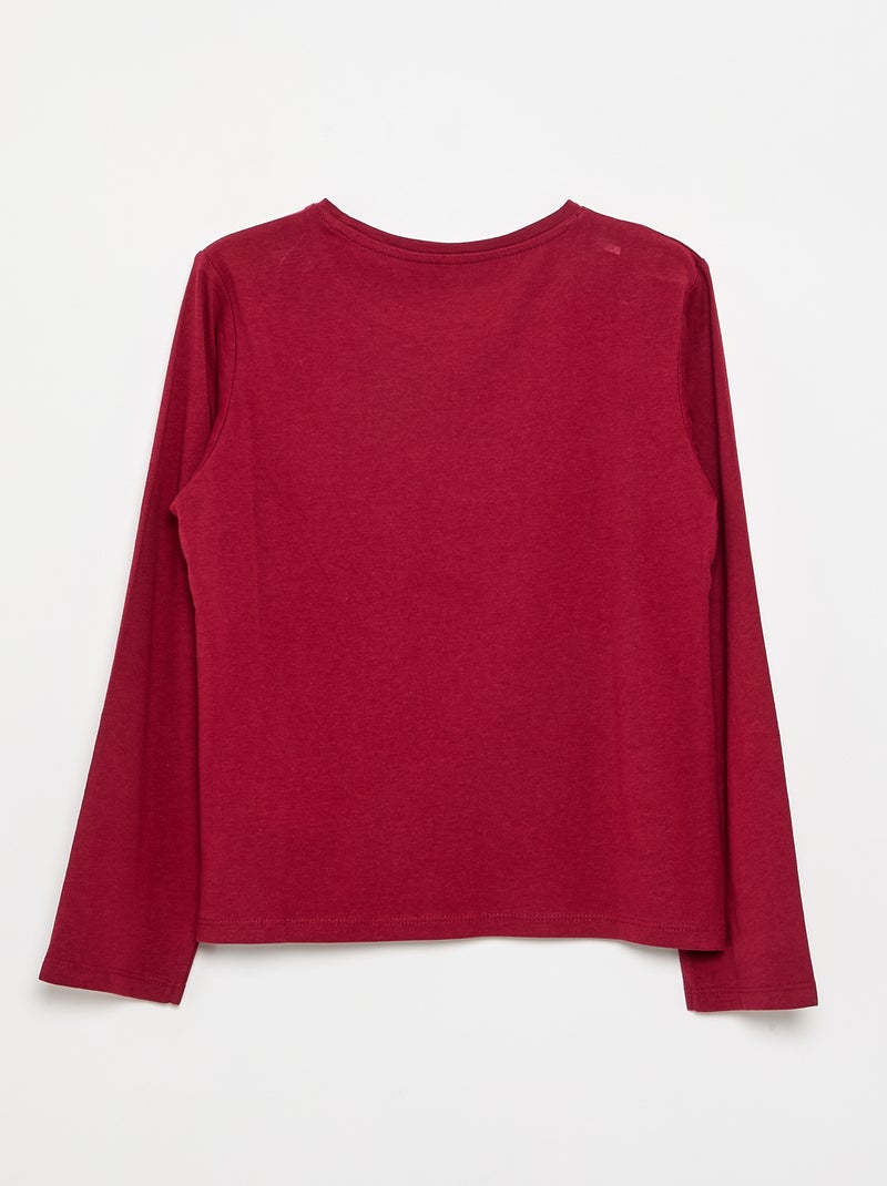 T-shirt lisa com franzidos nos ombros Vermelho - Kiabi